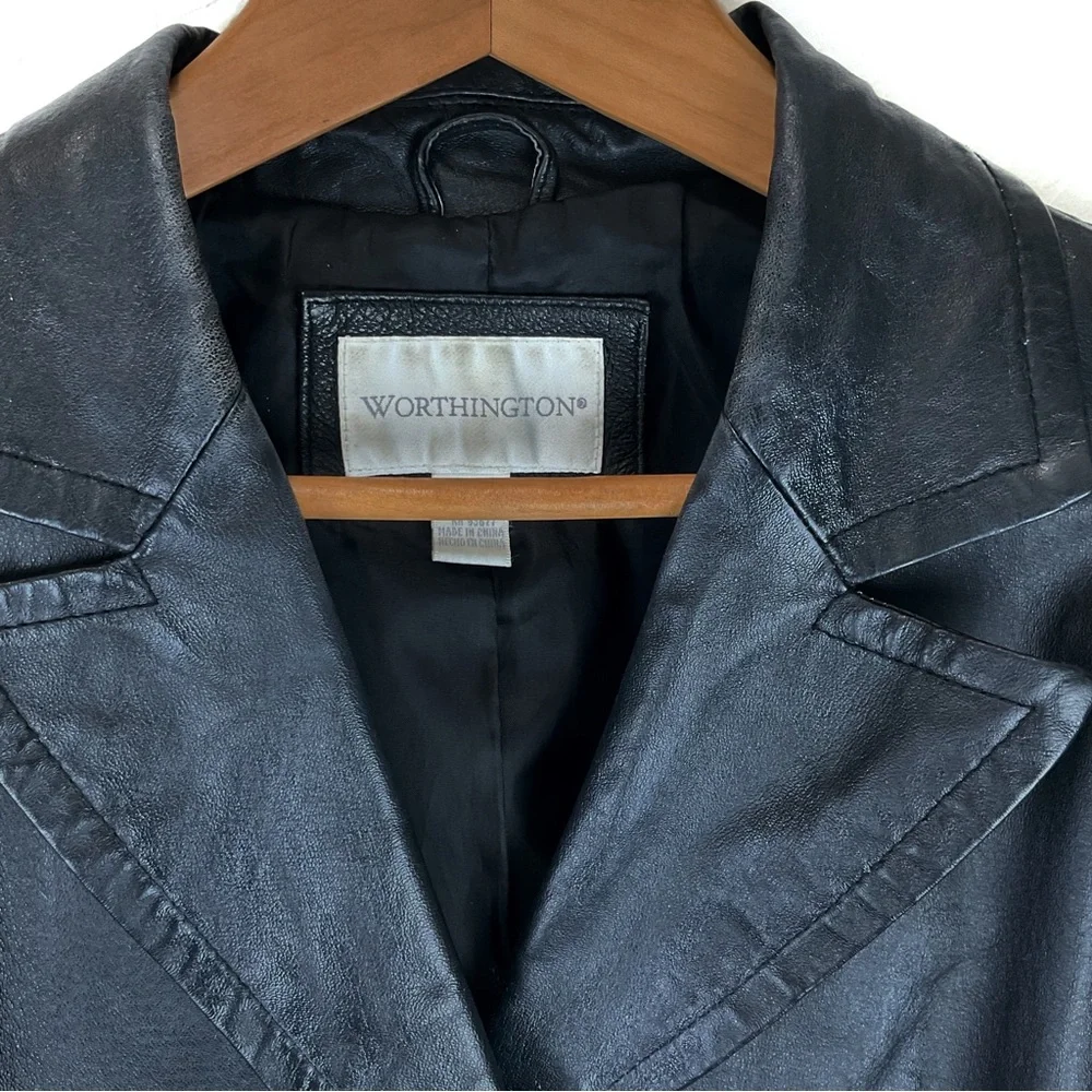 Worthington Vintage Black Leather Blazer - Picture 2 of 8